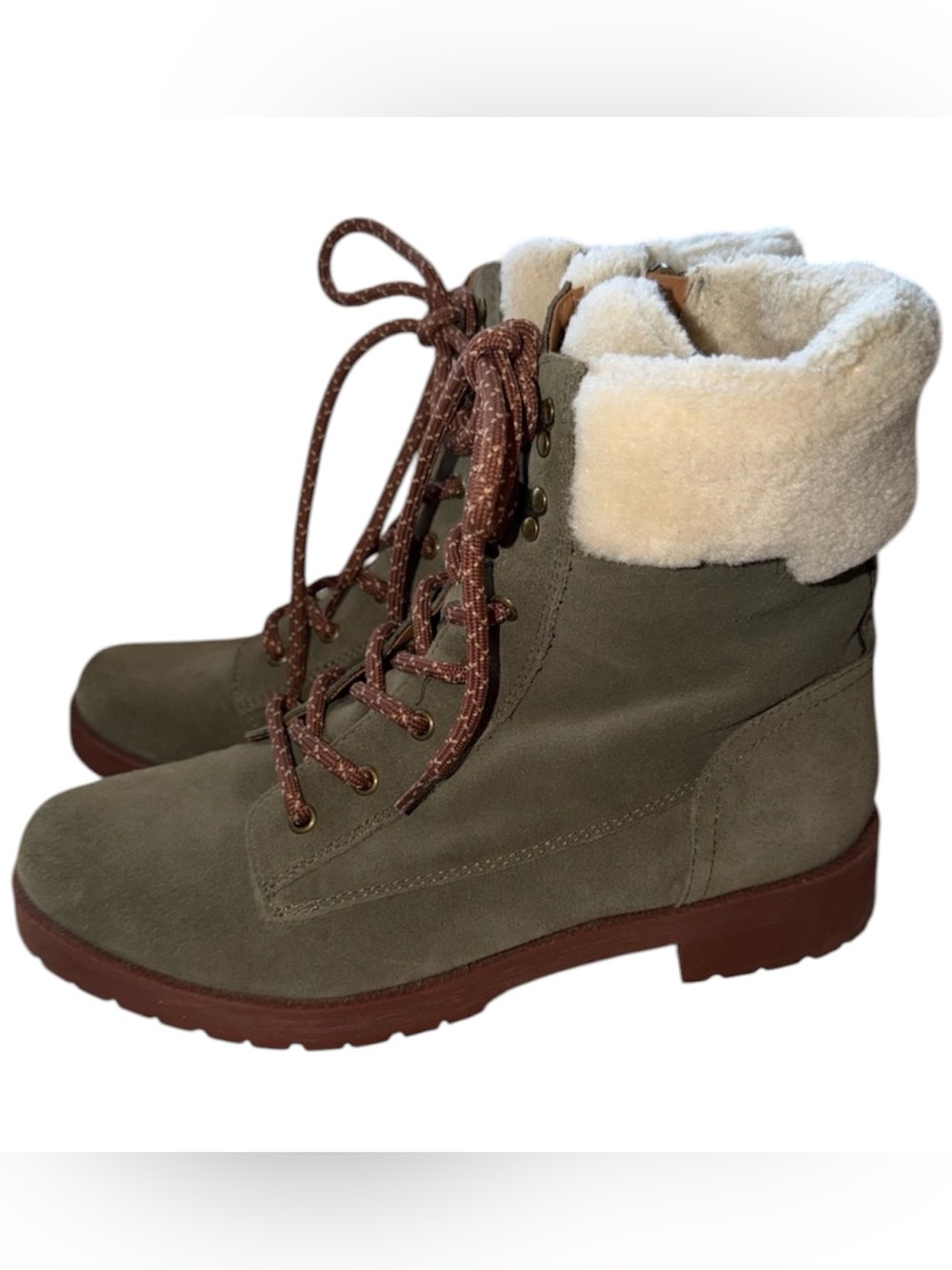 Vionic Zoey Green Waterproof Suede Boots Sz 8.5